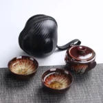 Portable kiln change glaze travel kung fu tea set with storage bag full view