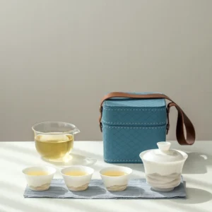 portable porcelain kung fu travel tea set style a with carrying case