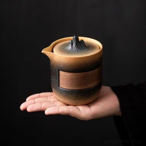 portable mountain ceramic travel tea set with gradient finish style b