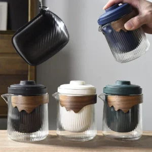 complete portable 9.9oz travel gongfu tea set with carry case and 4 teacups