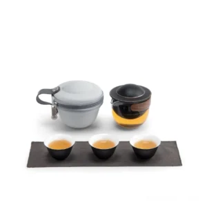 portable 6.8oz glass ceramic travel kung fu tea set with carrying case