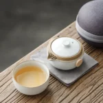 portable 5.4oz travel kung fu tea set with wooden handles and storage bag