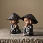 praying pose handmade ceramic little monk tea strainer zen table decor