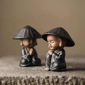 praying pose handmade ceramic little monk tea strainer zen table decor