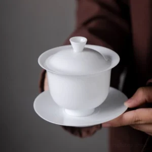 pure white ceramic gaiwan sancai three talents chinese tea bowl