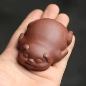 handmade purple clay cute pig tea pet front view