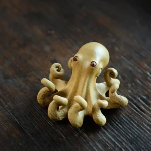 Handcrafted purple clay octopus tea pet front view