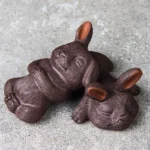 handcrafted purple clay cute rabbit tea pet traditional chinese tea table decor