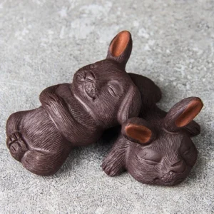 handcrafted purple clay cute rabbit tea pet traditional chinese tea table decor