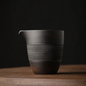 main view of handcrafted purple clay zisha gong dao bei tea pitcher