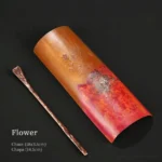 hand carved flower pattern purple copper silver plated tea scoop chaxi set