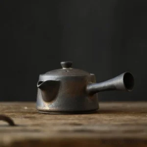handmade retro chinese side handle ceramic teapot 4.1oz full view