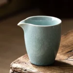 Ru Kiln Ice Crackle Glaze Gong Dao Bei 6.8oz handmade ceramic tea pitcher side view