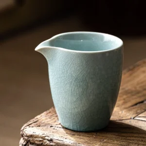 Ru Kiln Ice Crackle Glaze Gong Dao Bei 6.8oz handmade ceramic tea pitcher side view