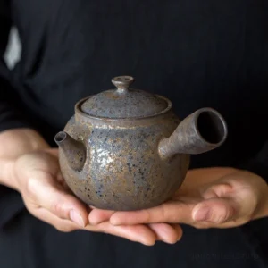 rustic iron glazed side handle chinese teapot main view