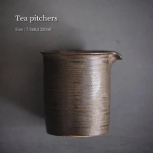rustic iron glazed ceramic gong dao bei chinese tea pitcher full view