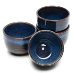 Set of 4 gradient blue Jian Zhan Chinese tea cups 5oz full set view