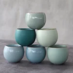 set of 6 handcrafted ceramic chinese tea cups for kung fu tea