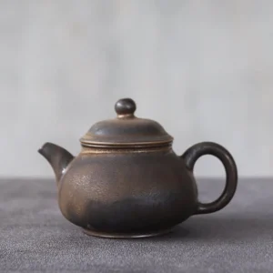 handcrafted rustic small chinese ceramic teapot 3.4oz full view
