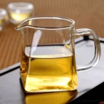 full view of 10.1oz heat resistant square base glass gong dao bei fairness tea pitcher