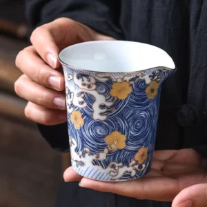hand-painted starry sky wave ceramic gong dao bei full view