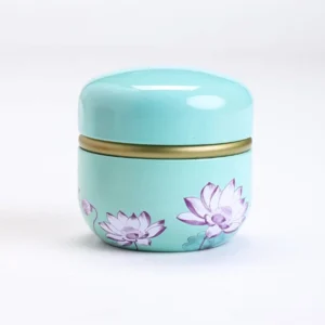light blue purple lotus pattern airtight tea canister matcha storage canister