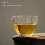 Style A petal textured clear glass gong dao bei chinese tea pitcher