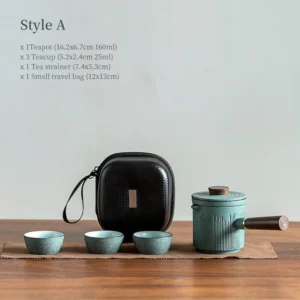 style a portable ceramic travel kung fu tea set with carrying case 5.4oz