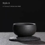 style a rounded handcrafted black clay chawan tea bowl