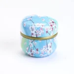 light blue floral airtight metal tea canister matcha storage