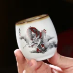 style f hand painted chinese dragon chinese tea cup crackle glaze ceramic