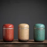 textured sealed ceramic tea canister for tea storage