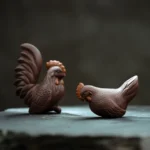 2-piece set handmade rooster hen chicken tea pet zisha purple clay chinese tea table decor