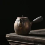 vintage bronze chinese side handle ceramic teapot full product view