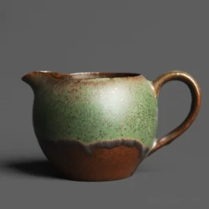 vintage bronze green glaze handcrafted gong dao bei tea pitcher main view