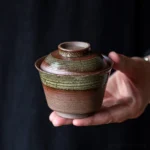 handcrafted vintage clay gaiwan full side view