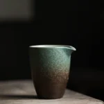 vintage green crackled ceramic gong dao bei 6.1oz chinese tea pitcher