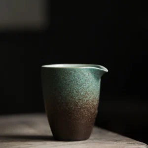 vintage green crackled ceramic gong dao bei 6.1oz chinese tea pitcher