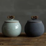 vintage handcrafted ceramic tea canister airtight tea storage