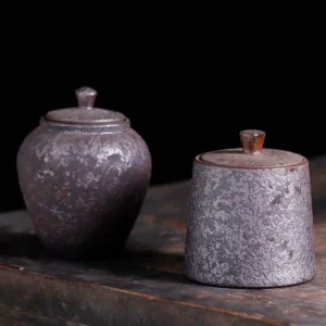 vintage rustic ceramic chinese tea canister airtight tea storage container group display