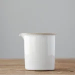 pure white ceramic gong dao bei fair cup with gold rim main view