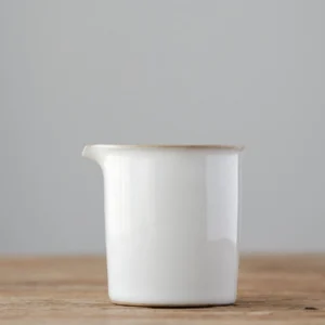 pure white ceramic gong dao bei fair cup with gold rim main view