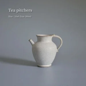 white crackle coarse pottery gong dao bei 6.1oz tea pitcher main view
