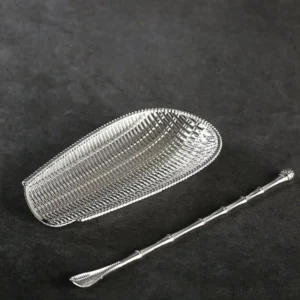 woven alloy tea scoop and tea spoon set three color options