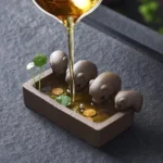 lucky four little pigs purple clay tea pet from yixing with golden coin fortune decor