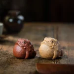 Handmade Yixing Zisha Golden Toad Tea Pet front view