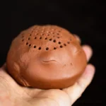 handmade yixing zisha lucky toad tea strainer front view
