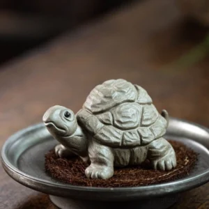 handcrafted yixing zisha turtle tea pet front view