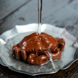 handcrafted yixing zisha crab tea pet on tea table full view